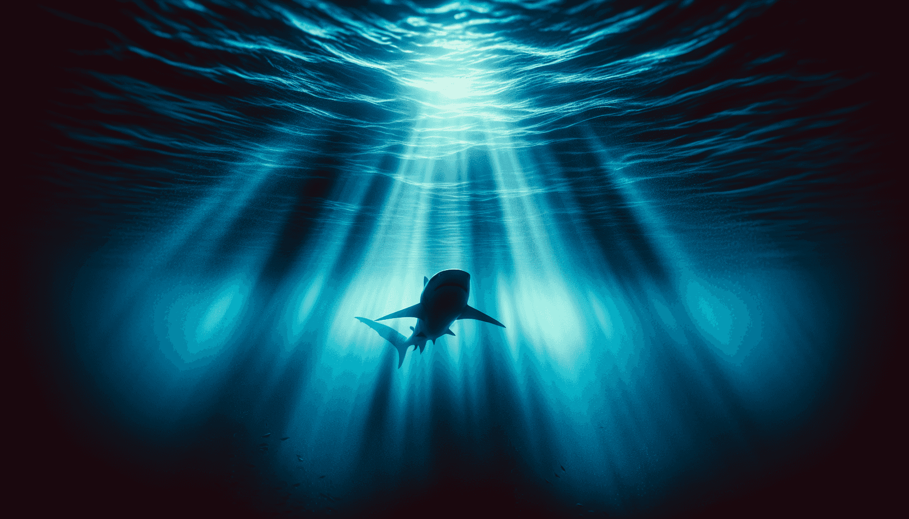 Silhouette shark in ocean
